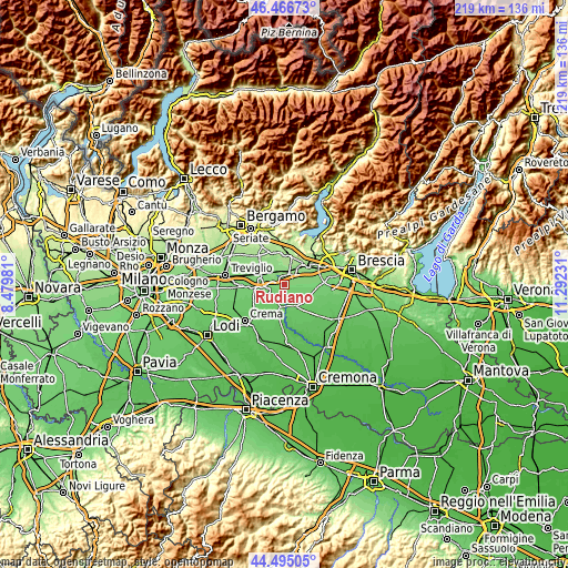 Topographic map of Rudiano