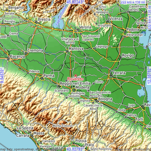 Topographic map of Rovereto