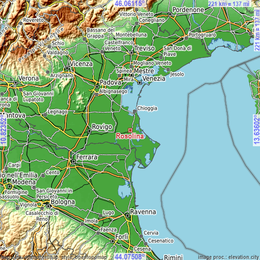 Topographic map of Rosolina