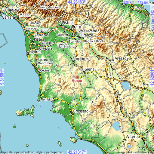 Topographic map of Rosia