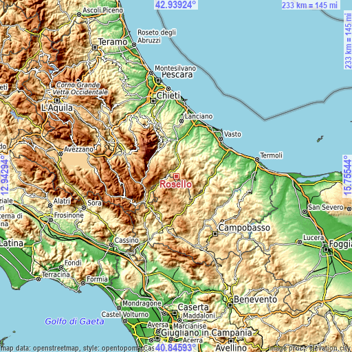 Topographic map of Rosello