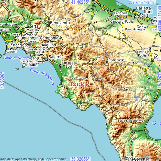 Topographic map of Roscigno