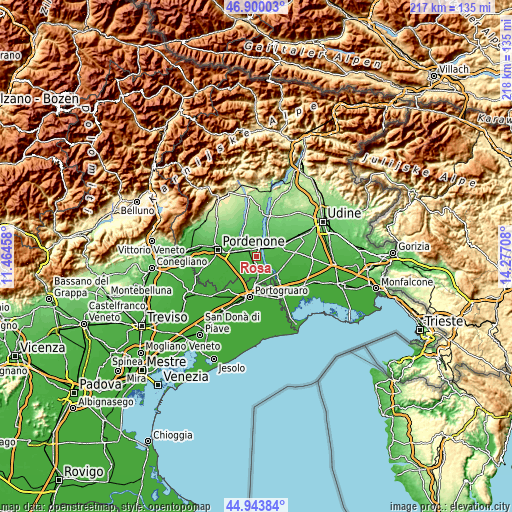 Topographic map of Rosa