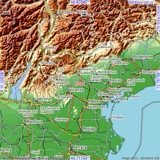 Topographic map of Rosà