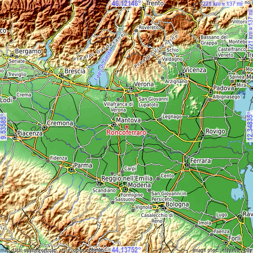 Topographic map of Roncoferraro