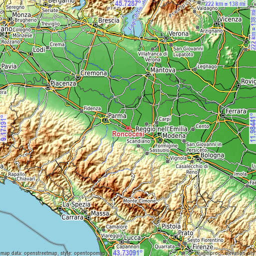 Topographic map of Roncocesi