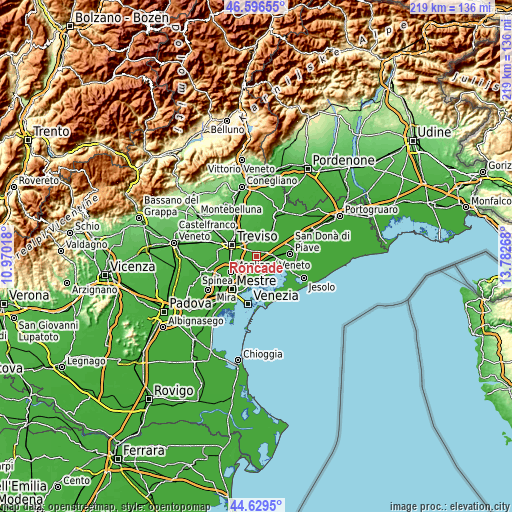 Topographic map of Roncade