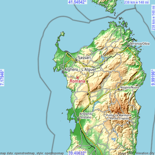 Topographic map of Romana