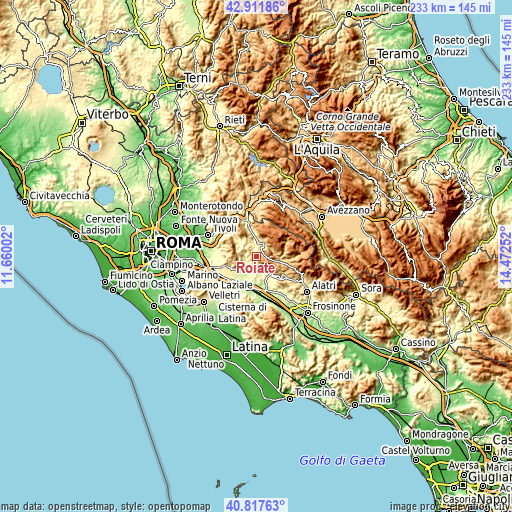 Topographic map of Roiate