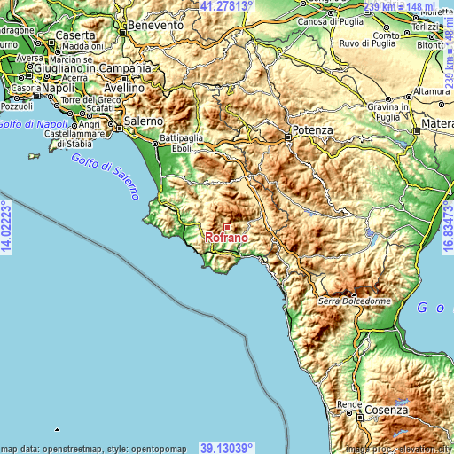 Topographic map of Rofrano