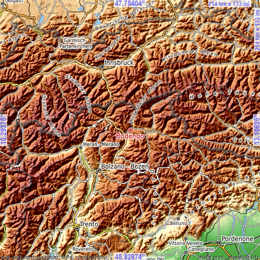 Topographic map of Rodengo