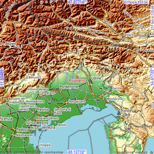 Topographic map of Rodeano