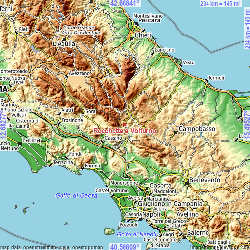 Topographic map of Rocchetta a Volturno