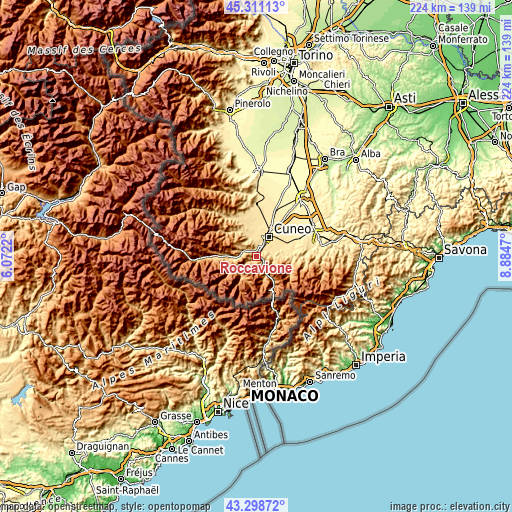 Topographic map of Roccavione