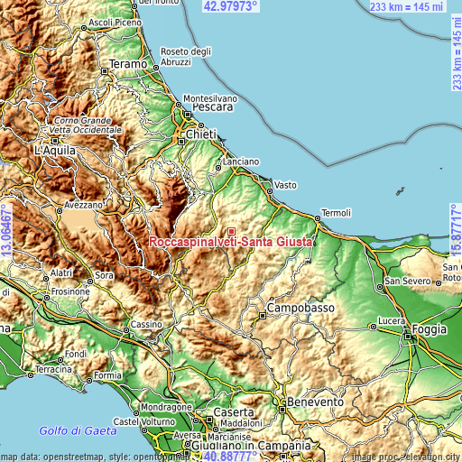 Topographic map of Roccaspinalveti-Santa Giusta