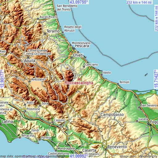 Topographic map of Roccascalegna