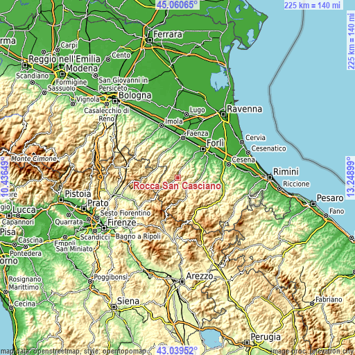 Topographic map of Rocca San Casciano