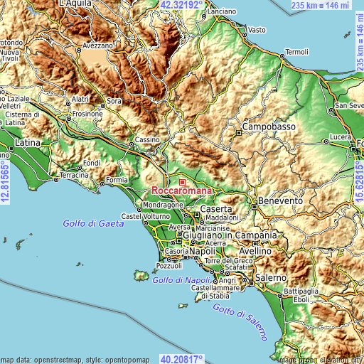 Topographic map of Roccaromana