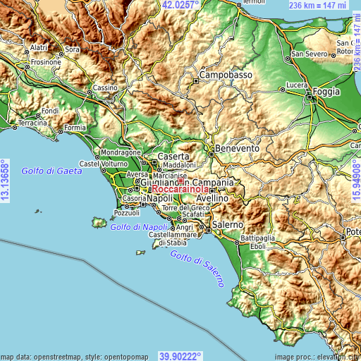 Topographic map of Roccarainola