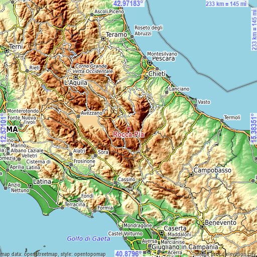 Topographic map of Rocca Pia