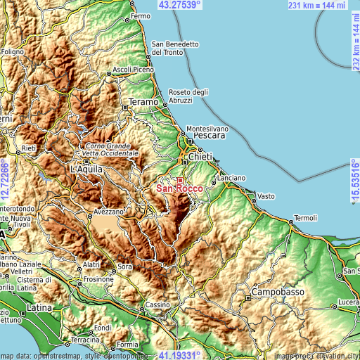 Topographic map of San Rocco