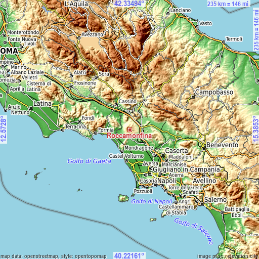 Topographic map of Roccamonfina