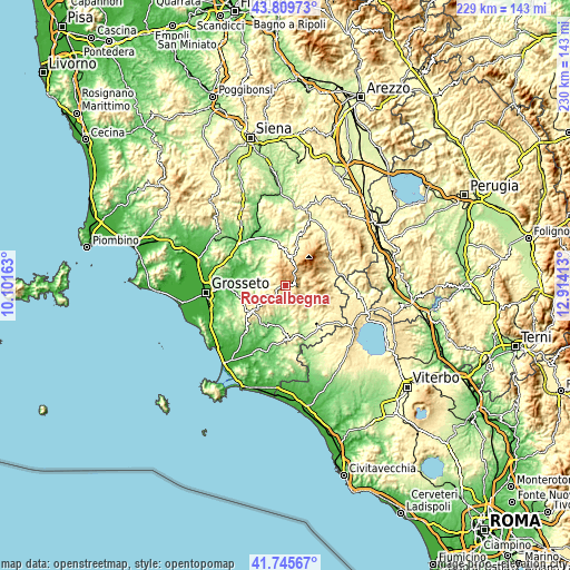 Topographic map of Roccalbegna