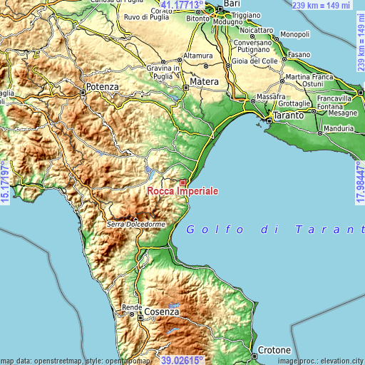 Topographic map of Rocca Imperiale