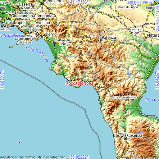 Topographic map of Roccagloriosa