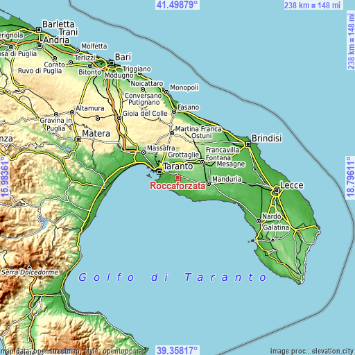 Topographic map of Roccaforzata