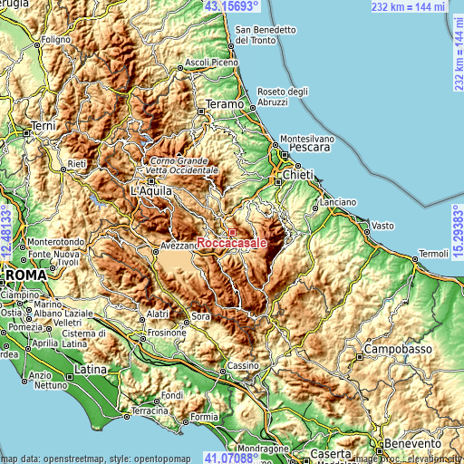 Topographic map of Roccacasale