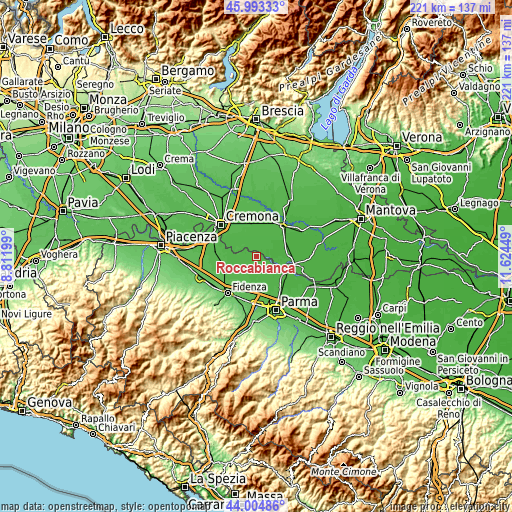 Topographic map of Roccabianca