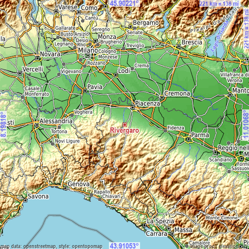 Topographic map of Rivergaro