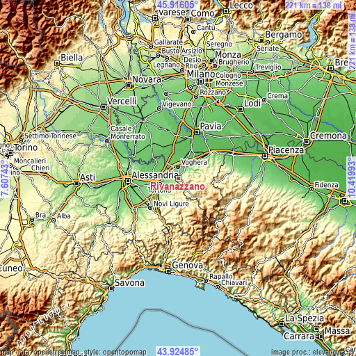 Topographic map of Rivanazzano