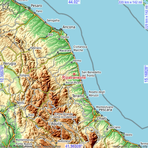 Topographic map of Ripatransone