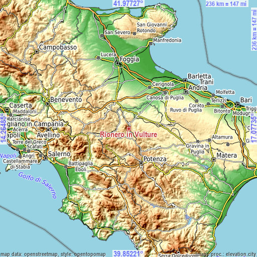 Topographic map of Rionero in Vulture