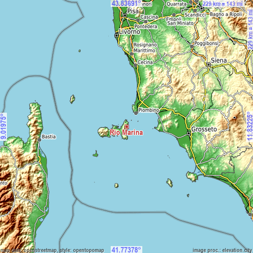 Topographic map of Rio Marina