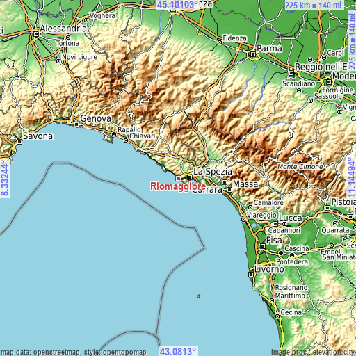 Topographic map of Riomaggiore