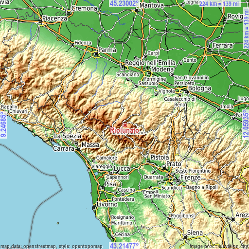 Topographic map of Riolunato