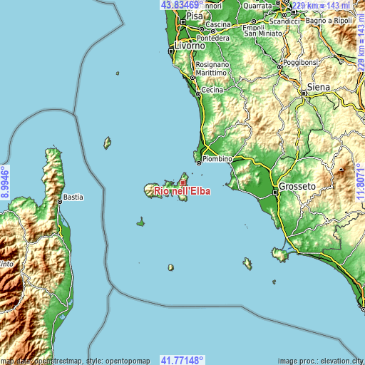 Topographic map of Rio nell'Elba