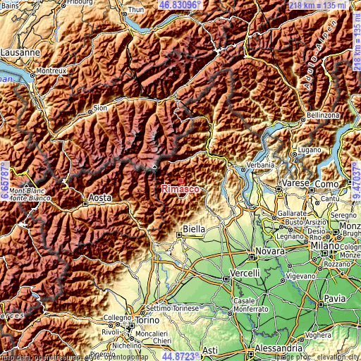 Topographic map of Rimasco