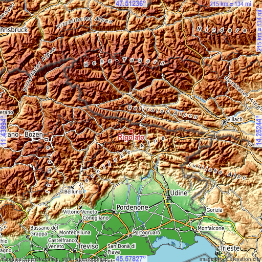 Topographic map of Rigolato