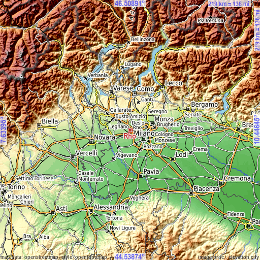 Topographic map of Rho