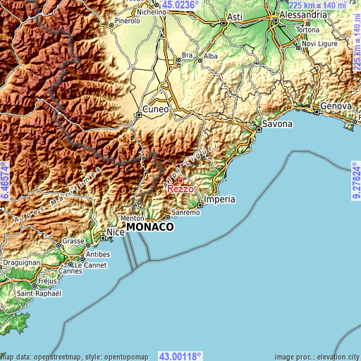 Topographic map of Rezzo