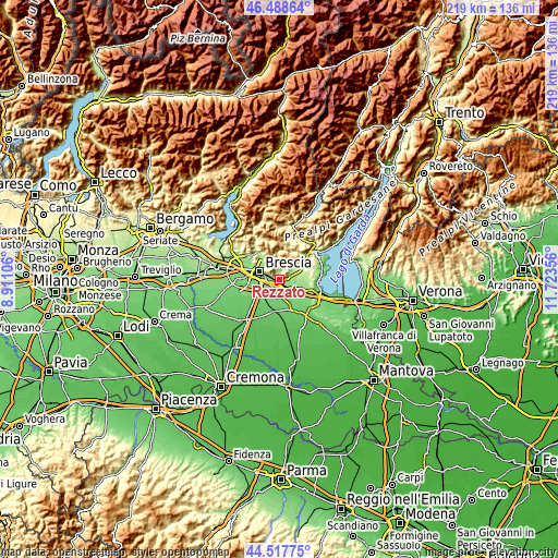 Topographic map of Rezzato