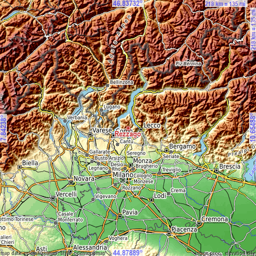 Topographic map of Rezzago