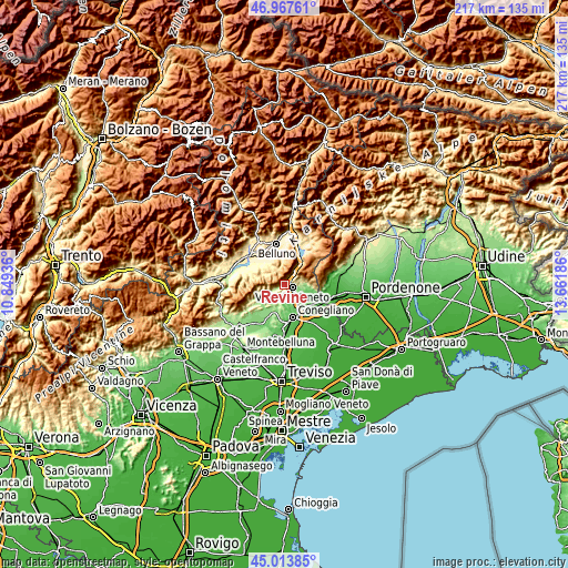 Topographic map of Revine