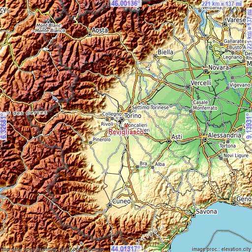 Topographic map of Revigliasco