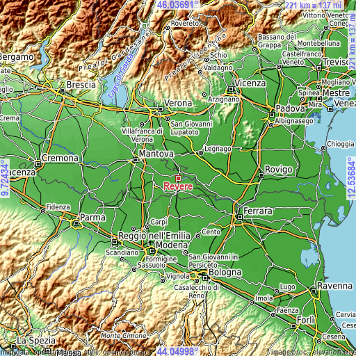 Topographic map of Revere