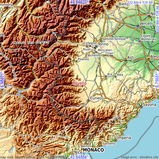 Topographic map of Revello